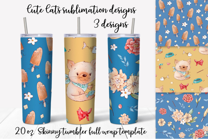 cats-sublimation-design-skinny-tumbler-wrap-design