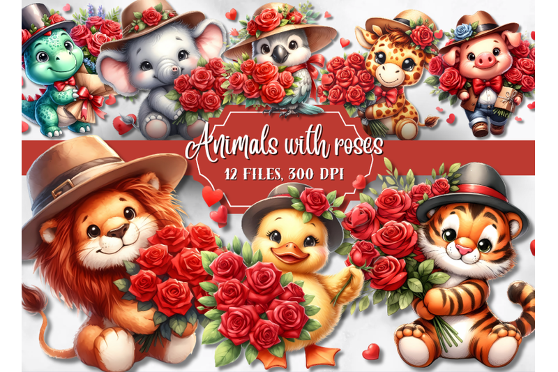 animals-with-roses-illustration