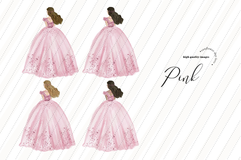 elegant-pink-princess-birthday-clipart-dusty-pink-quinceanera