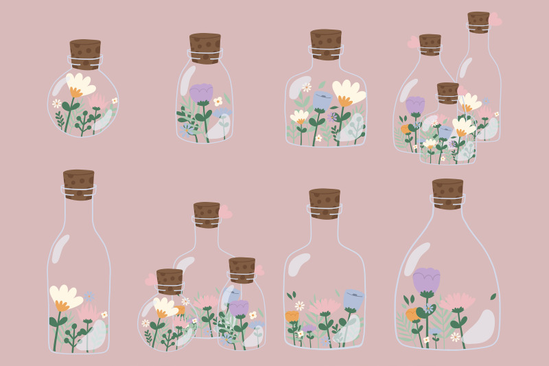 cute-flower-in-glass-bottles-clip-art