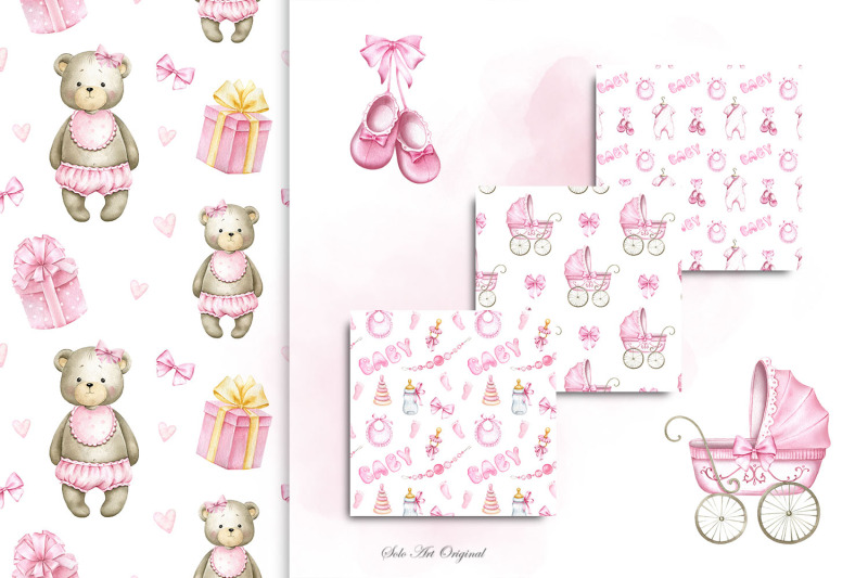 teddy-bear-baby-girl-backgrounds-seamless-patterns-baby-shower