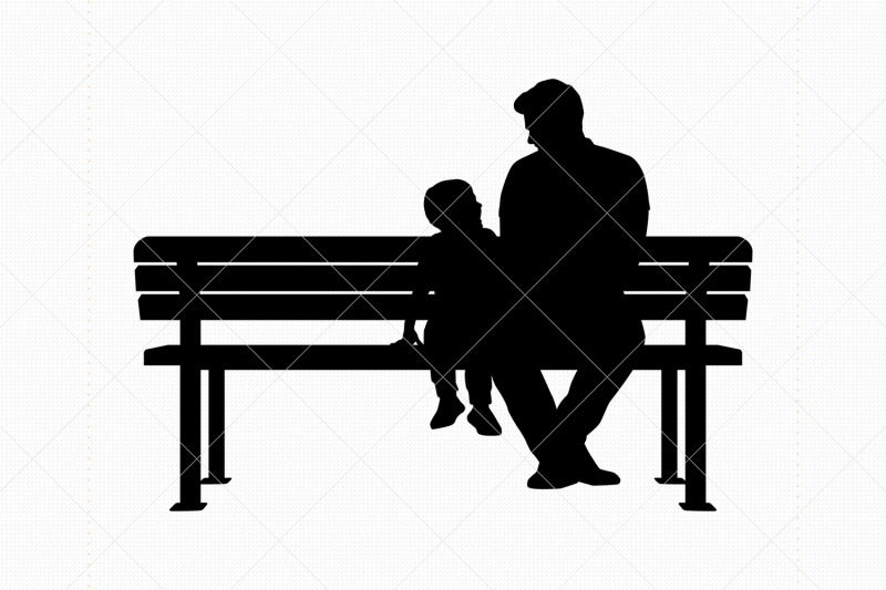 father-and-son-sitting-on-a-bench-svg
