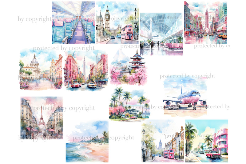 travel-clipart-set-summer-vacation-png-illustration