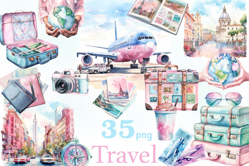 travel-clipart-set-summer-vacation-png-illustration