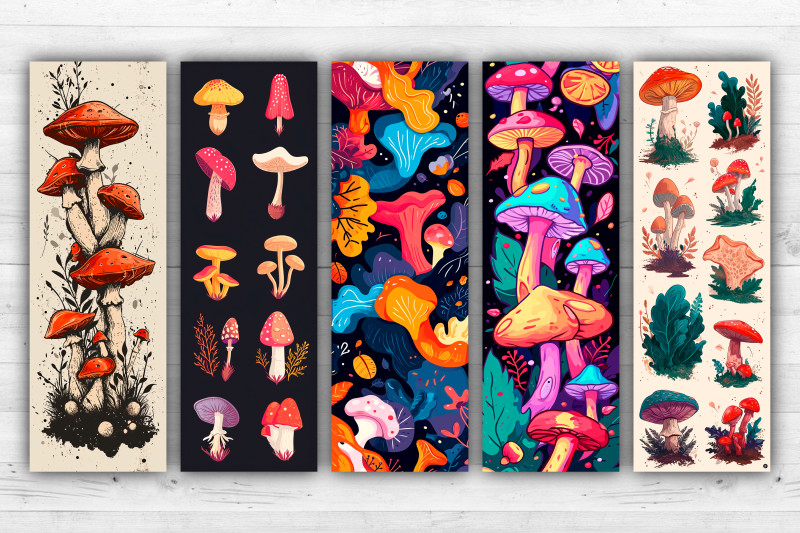 mushrooms-bookmarks-printable-2x6-inch