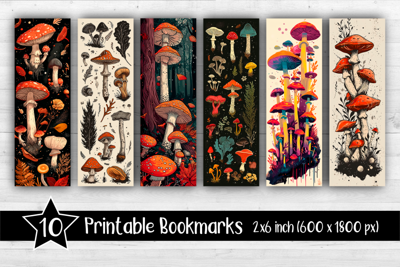 mushrooms-bookmarks-printable-2x6-inch