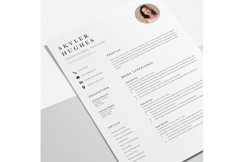 resume-template-cv-template-skyler-hughes