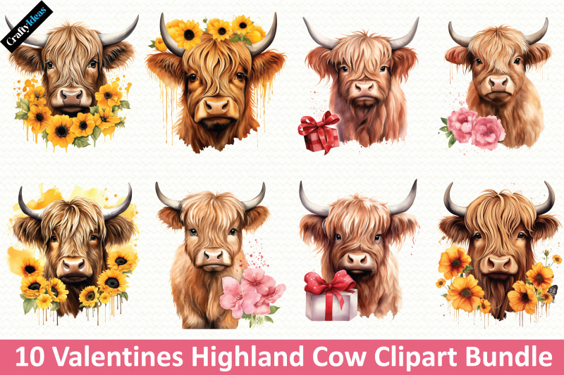 valentines-highland-cow-clipart-bundle
