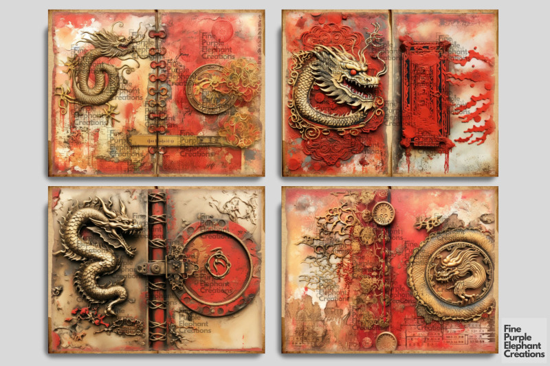 chinese-dragon-digital-junk-journal-double-page-lunar-new-year-pattern