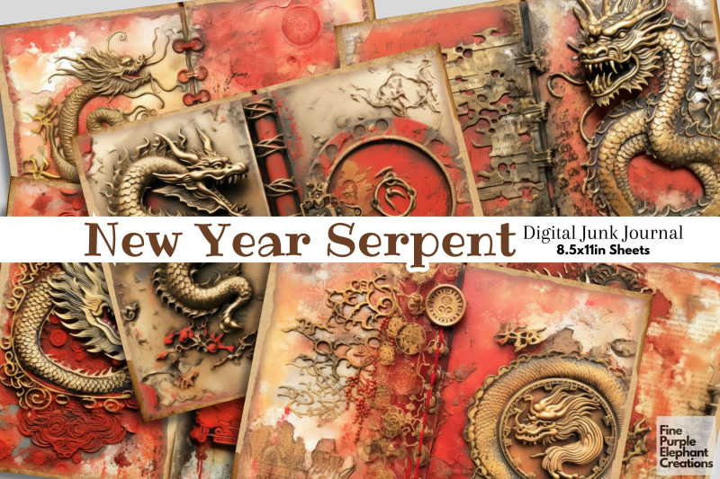 chinese-dragon-digital-junk-journal-double-page-lunar-new-year-pattern