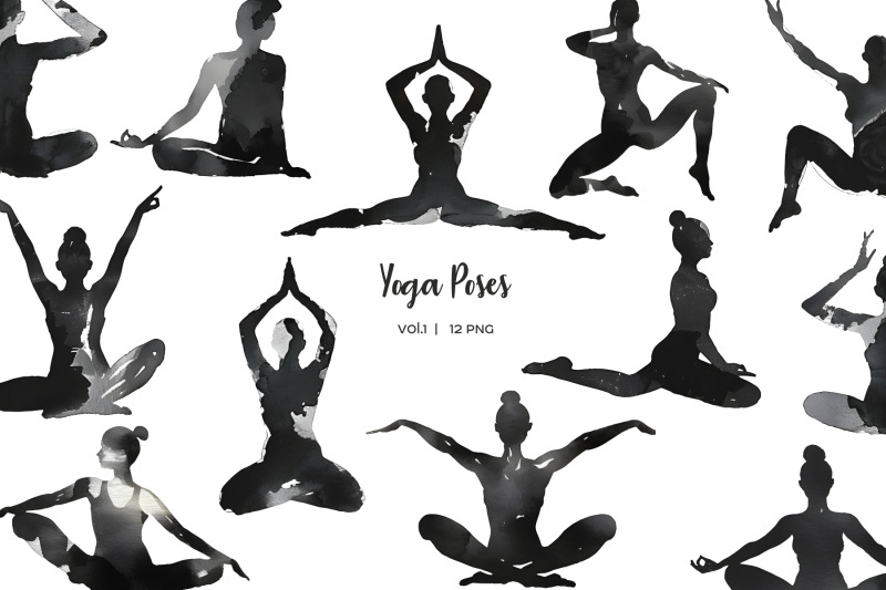 watercolor-yoga-poses-clipart-black-female-yoga-silhouette-12-png