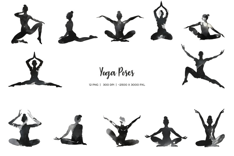 watercolor-yoga-poses-clipart-black-female-yoga-silhouette-12-png