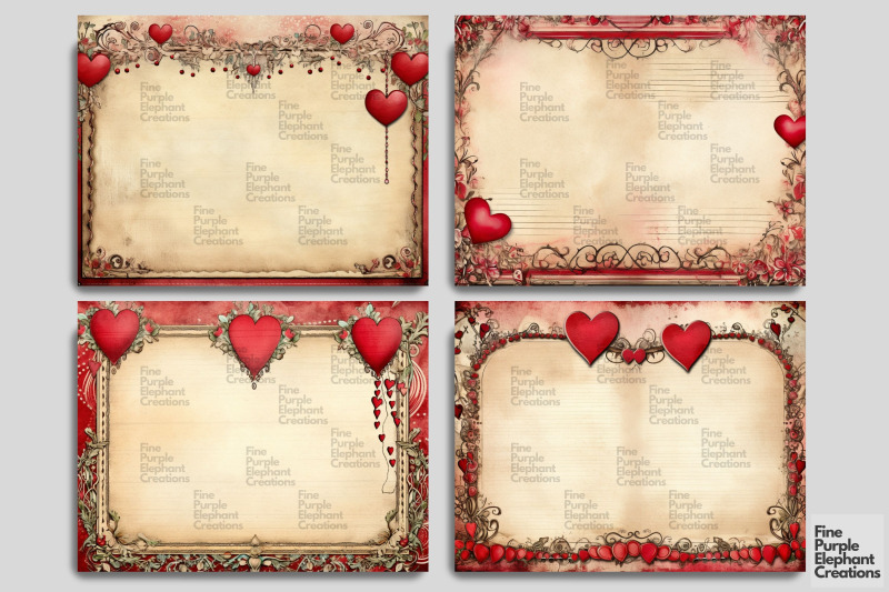 valentine-heart-frame-digital-junk-journal-double-pages