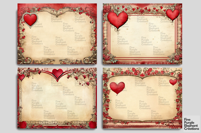 valentine-heart-frame-digital-junk-journal-double-pages