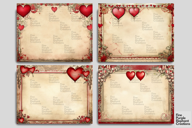 valentine-heart-frame-digital-junk-journal-double-pages