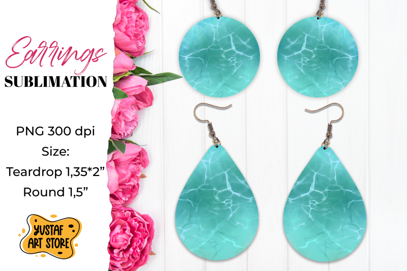 cruise-earrings-sublimation-teardrop-and-round-sea-earrings