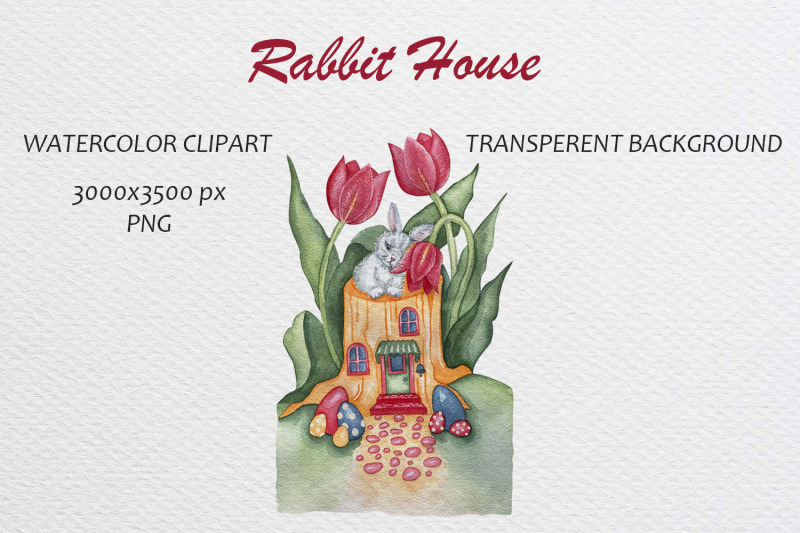 watercolor-rabbit-house-easter-illustration