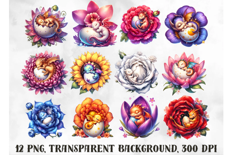 baby-dragons-in-flowers-clipart