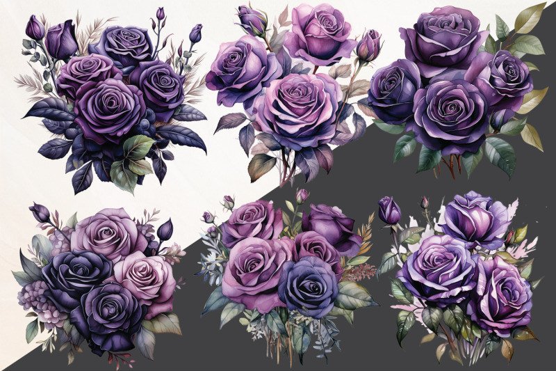 dark-roses-watercolor-clipart-vol-2-42-high-quality-png