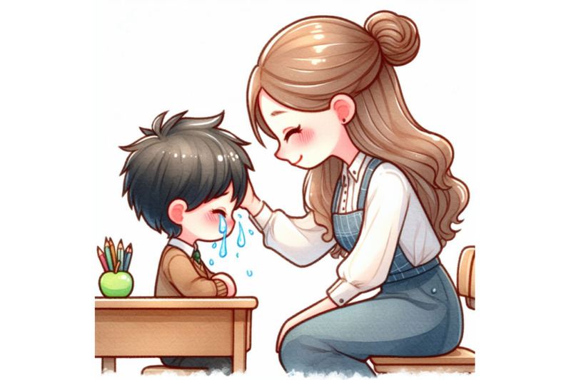 cute-woman-teacher-comforting-her-student