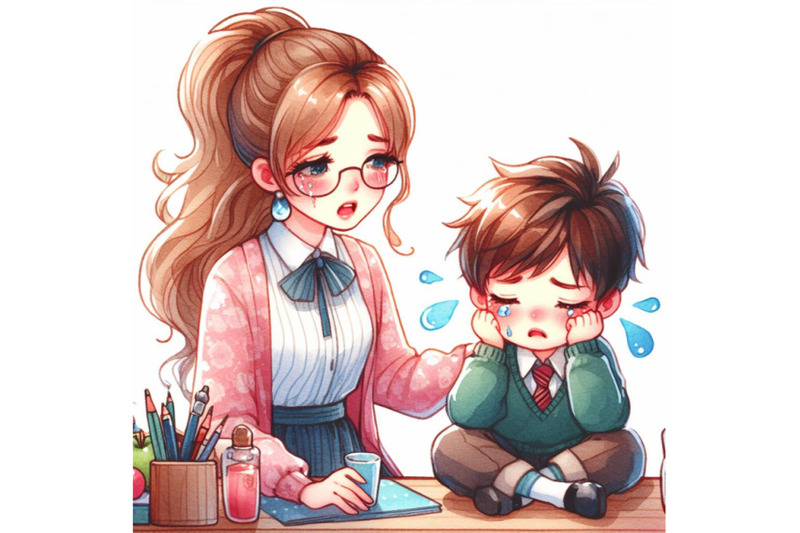 cute-woman-teacher-comforting-her-student