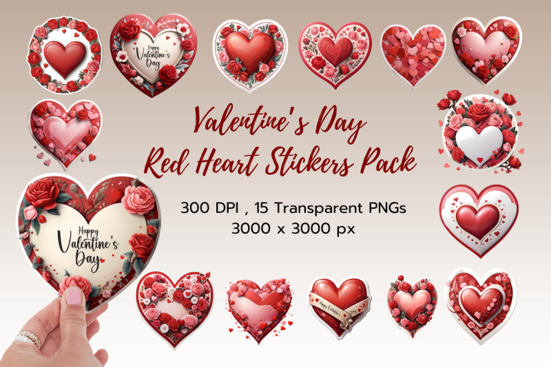 valentine-039-s-day-red-heart-sticker-pack