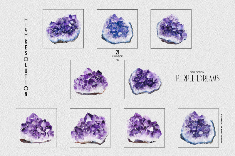 purple-dreams-watercolor-geode-set