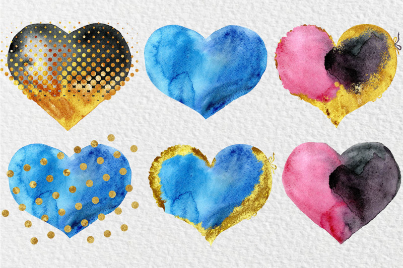 watercolor-hearts