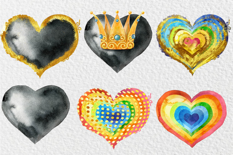 watercolor-hearts