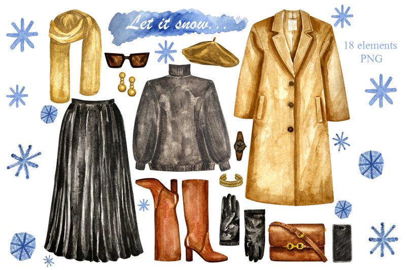 watercolor-hand-drawn-winter-clothes-png-clipart-set