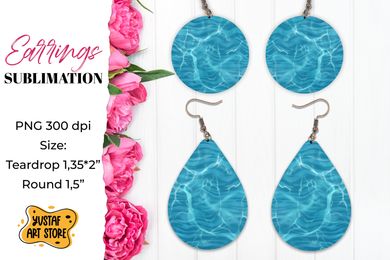 cruise-earrings-sublimation-teardrop-and-round-sea-earrings