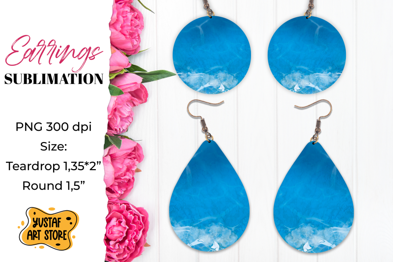 cruise-earrings-sublimation-teardrop-and-round-sea-earrings