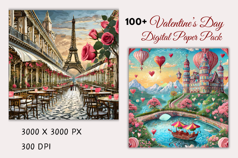 100-love-themed-digital-paper-pack