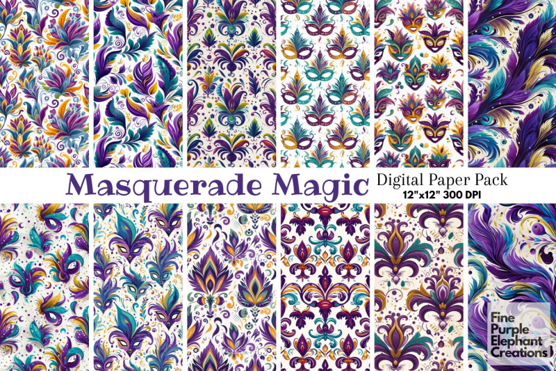 mardi-gras-feather-digital-paper-masquerade-fleur-de-lis