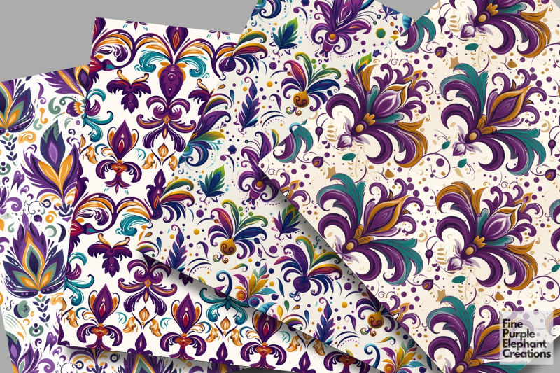 mardi-gras-feather-digital-paper-masquerade-fleur-de-lis