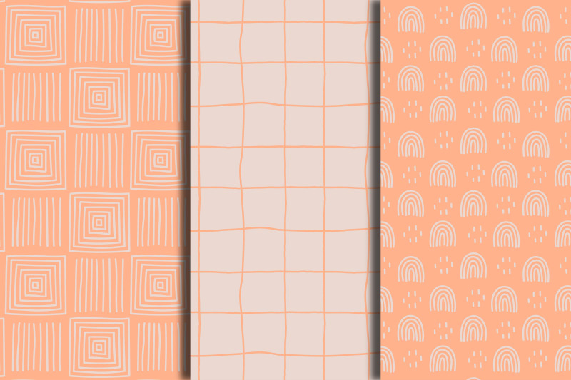 orange-geometric-seamless-patterns