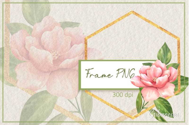 gold-frame-png-geometric-frame-with-pink-flower