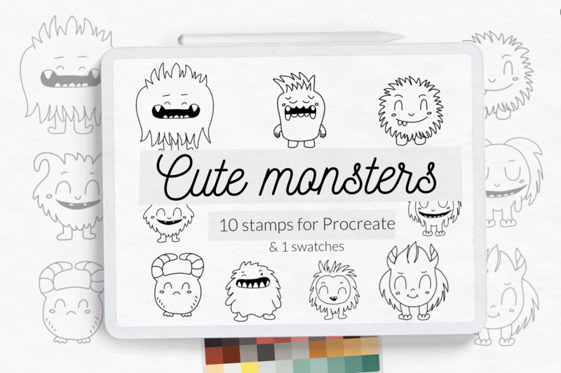cute-monster-doodle-halloween-stamps