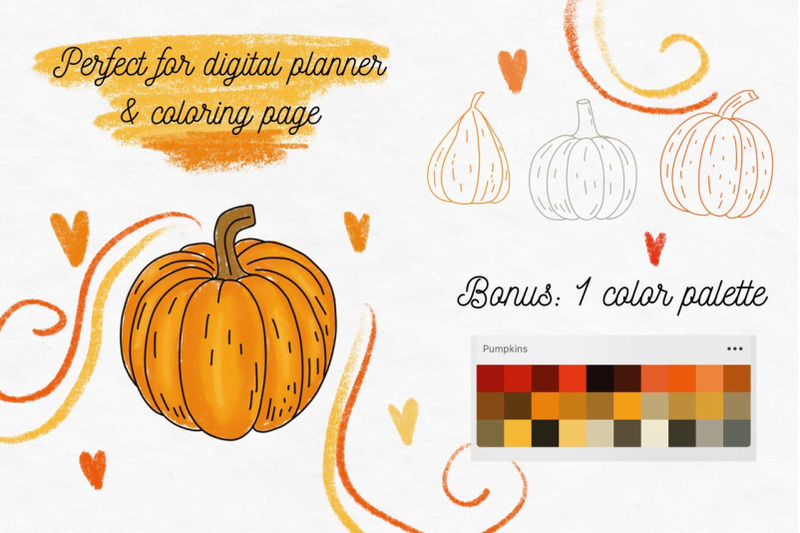 pumpkins-botanical-stamps-procreate-harvest