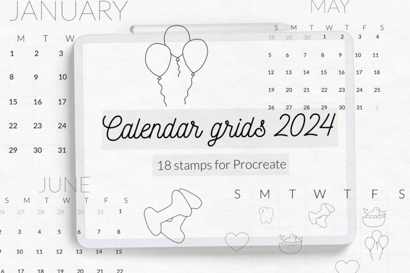 calendar-grids-2024-stamps-brushes-for-procreate