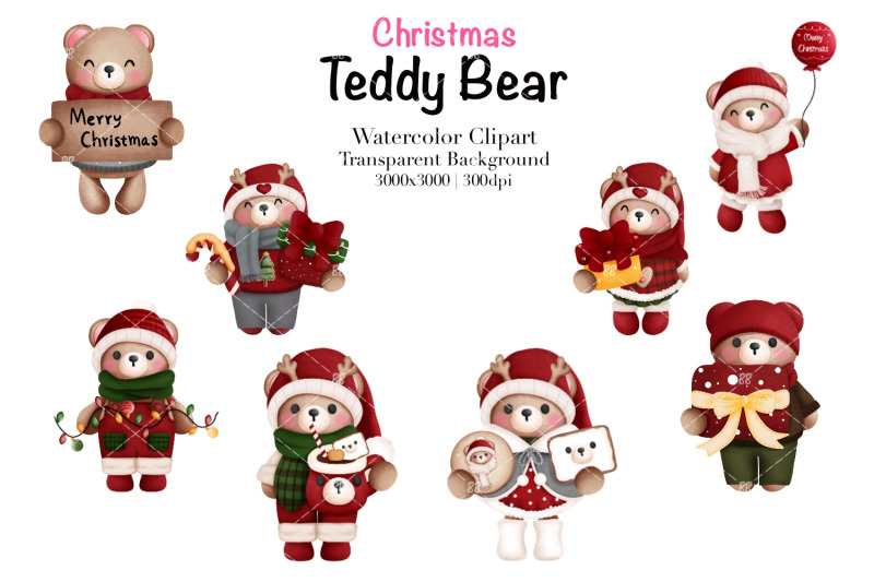 watercolor-christmas-teddy-bear-clipart