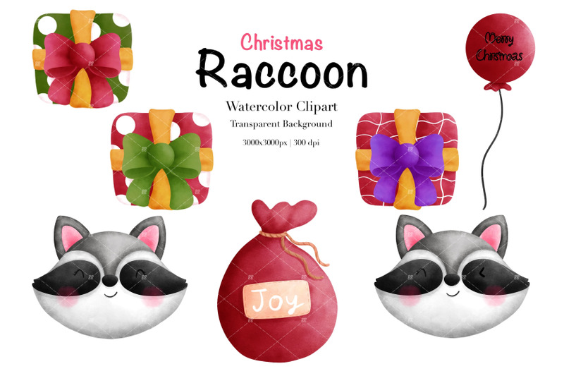 watercolor-christmas-raccoon-clipart