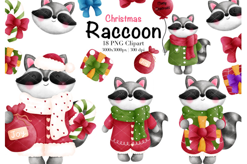 watercolor-christmas-raccoon-clipart