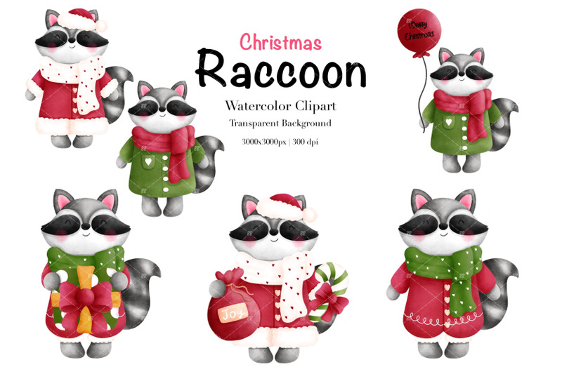 watercolor-christmas-raccoon-clipart