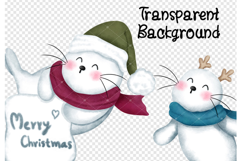 watercolor-christmas-seals-clipart-christmas-animal-clipart