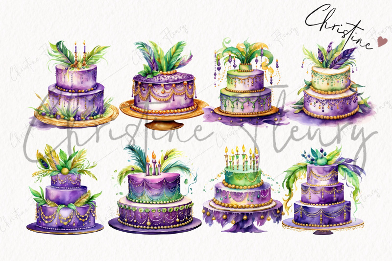 watercolor-mardi-gras-cakes-clipart