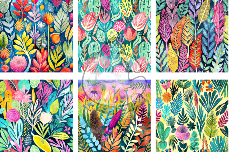 herbal-garden-watercolor-pattern-papers