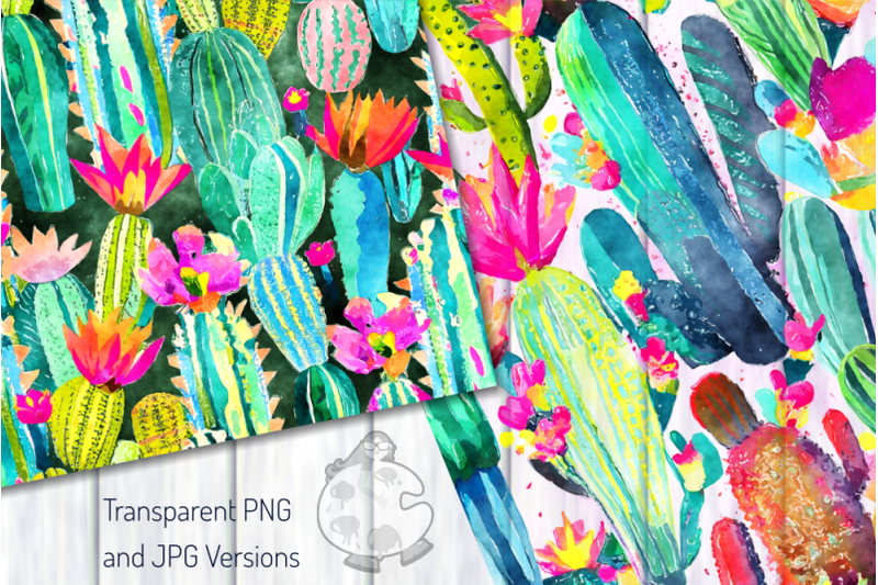 cactus-watercolor-digital-pattern-papers