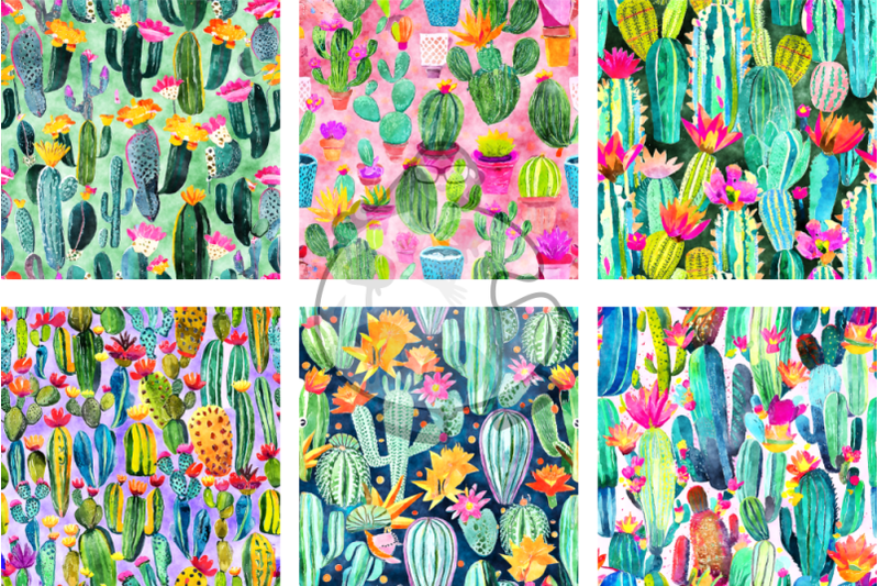cactus-watercolor-digital-pattern-papers
