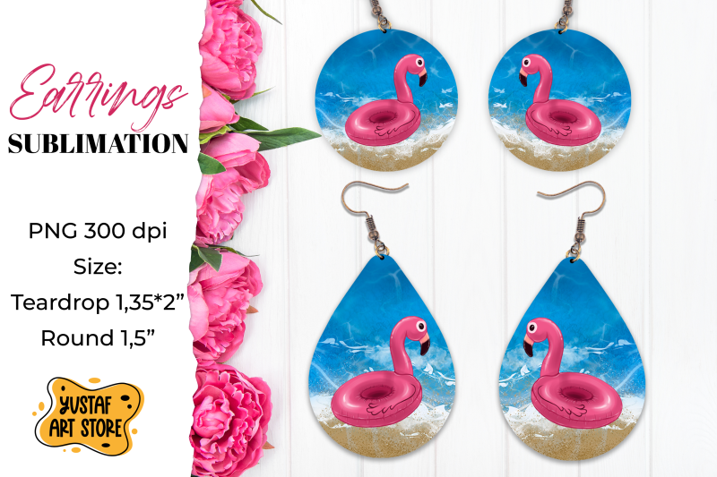 vacation-earrings-sublimation-teardrop-and-round-earrings